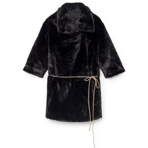 Little Creative Factory Girls Snow Coat Luxurious Black Faux Fur Size 4 Size 8